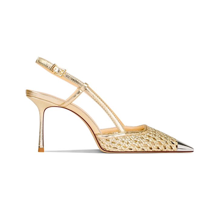 SETOL Metal-Plated Braided Mid Heel Sandals - 8cm