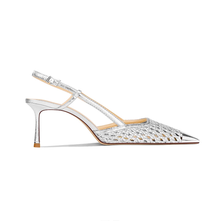 SETOL Metal-Plated Braided Mid Heel Sandals - 6cm