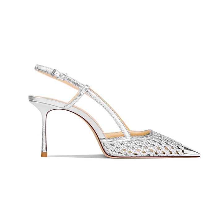 SETOL Metal-Plated Braided Mid Heel Sandals - 8cm