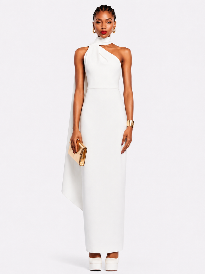 SEVIM Halter Evening Dress Gown