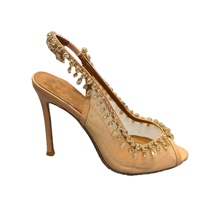 SGCAN Diamante Mesh High Heel Sandals
