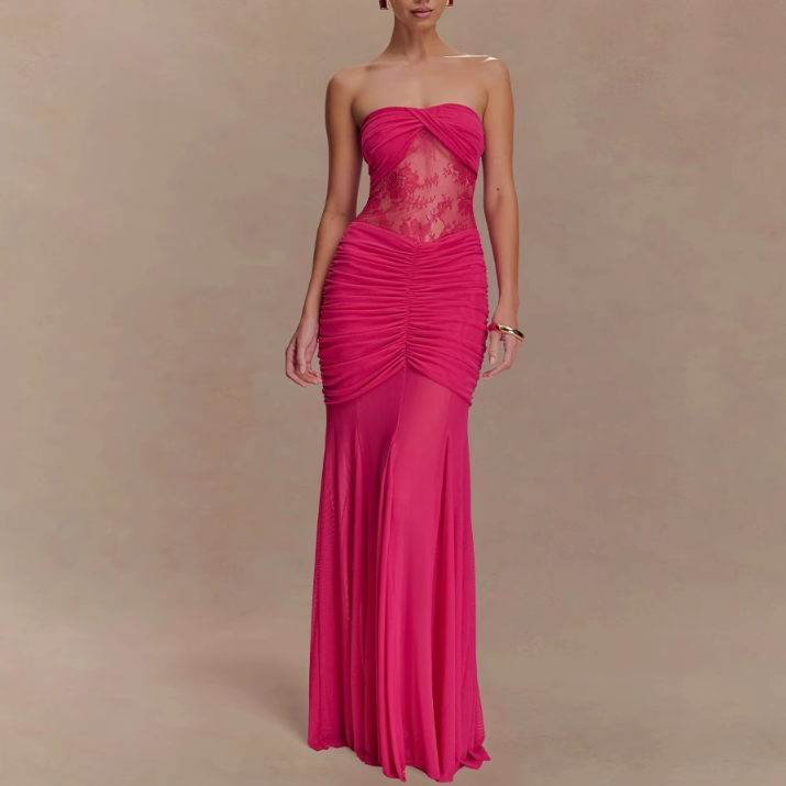 SLEVA Tube See-Through Evening Dress Gown