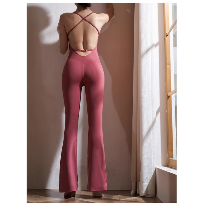 SOMIT Yoga Pilates Backless Fitted Jumpsuit