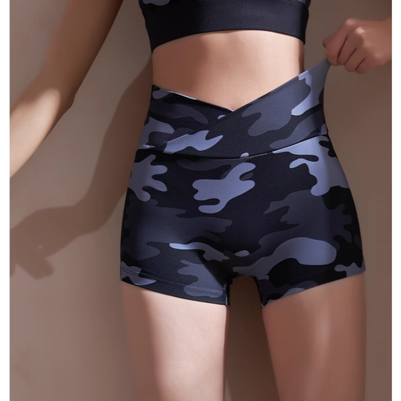 SORVI Yoga Pilates Printed Fitted Fitness Shorts