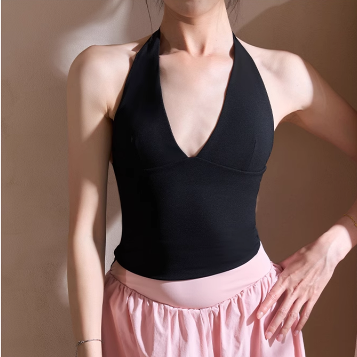 SOVDE Yoga Pilates Deep V Fitted Sports Bra