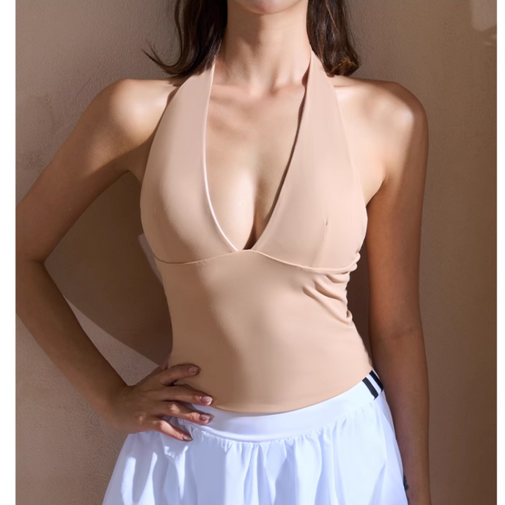 SOVDE Yoga Pilates Deep V Fitted Sports Bra