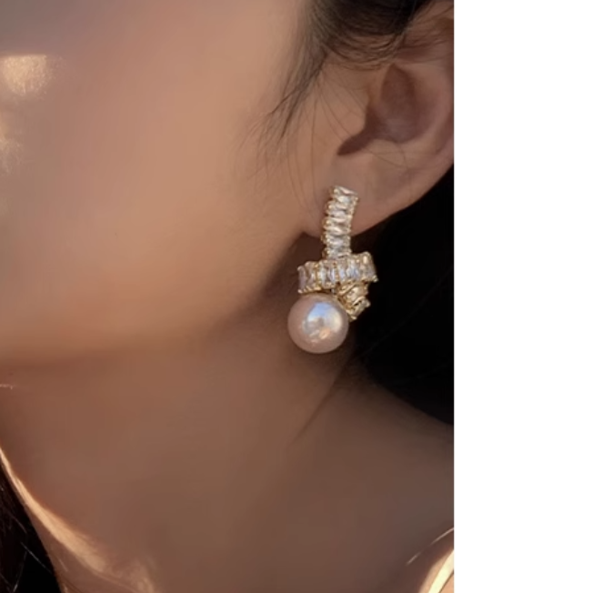 SRUCA Diamante And Pearl Earrings - Pair