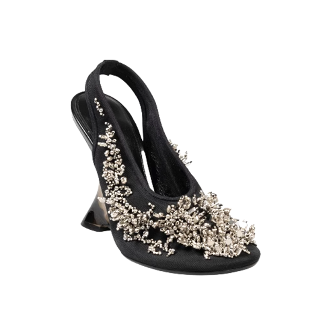 TABVI Beaded Wedged Heel Sandals