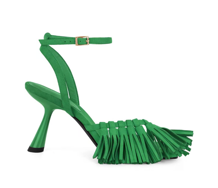 TAROF ANKLE STRAP SPILT TOE MID HEEL SANDALS
