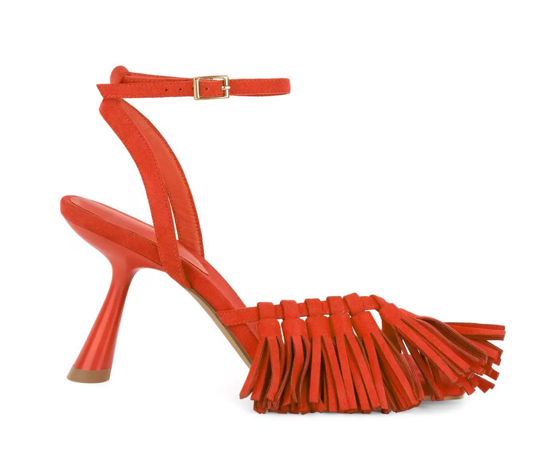 TAROF ANKLE STRAP SPILT TOE MID HEEL SANDALS