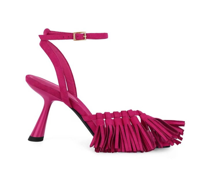 TAROF ANKLE STRAP SPILT TOE MID HEEL SANDALS