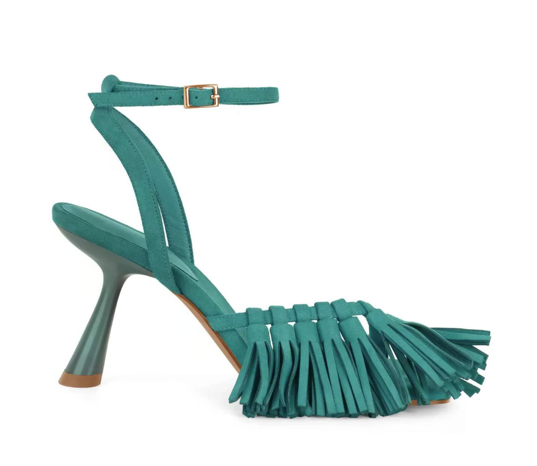 TAROF ANKLE STRAP SPILT TOE MID HEEL SANDALS