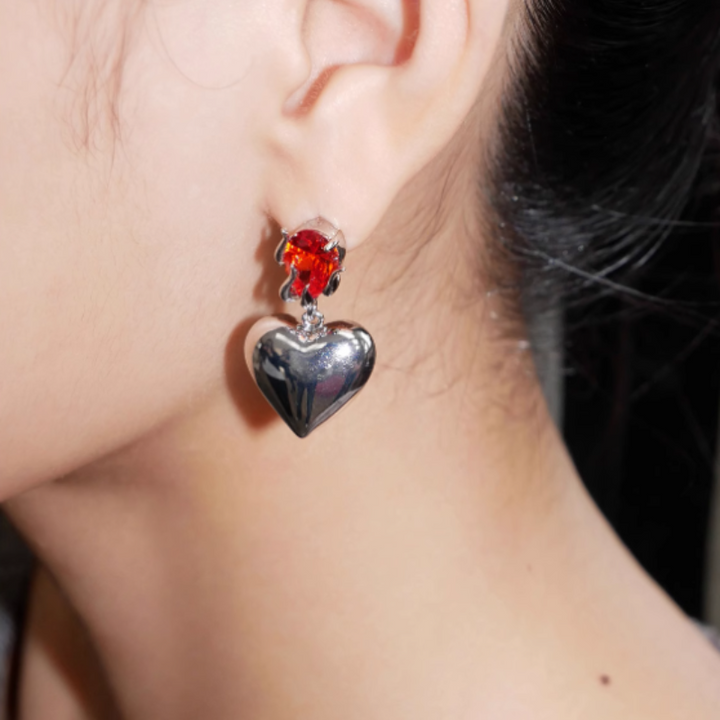 TARUA Heart And Diamante Earrings - Pair