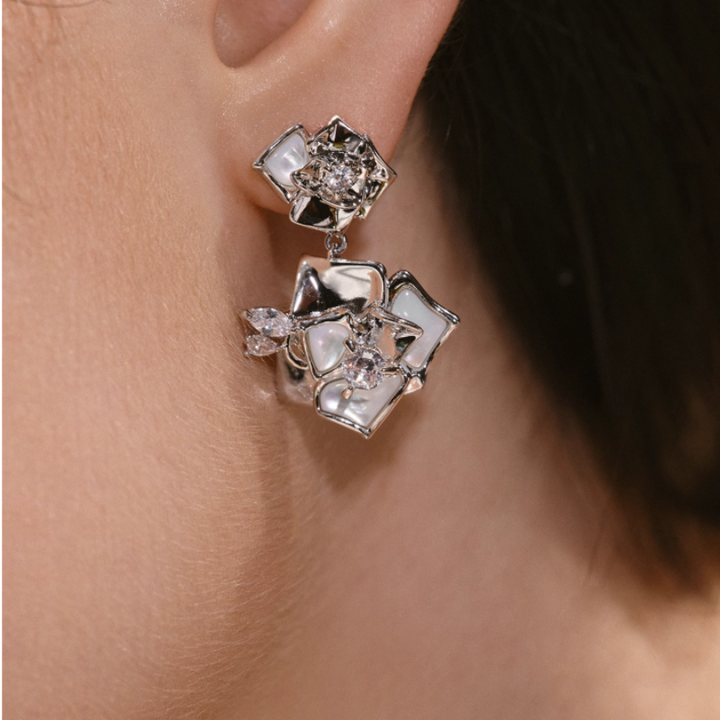 TEUMI Diamante Rose Earrings - Pair