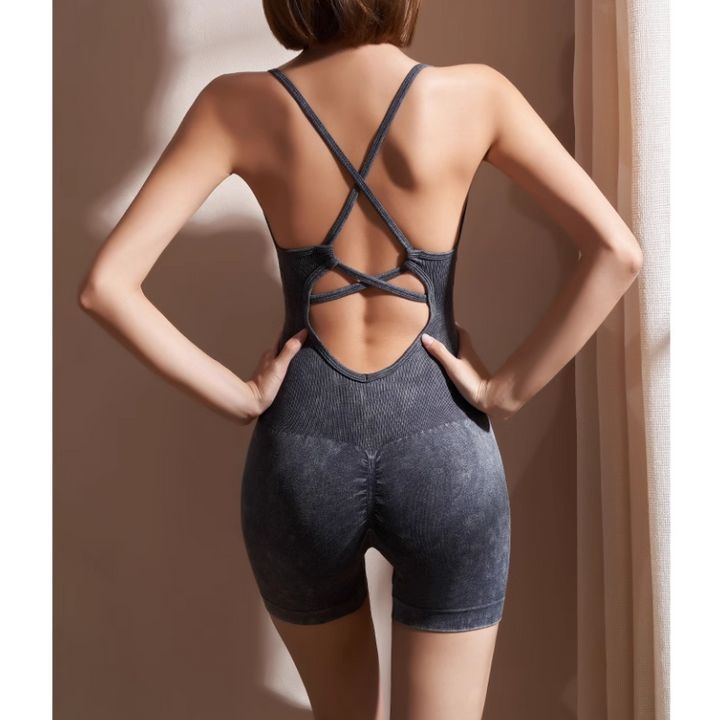 TIAVE Yoga Pilates Backless Fitted Bodysuit