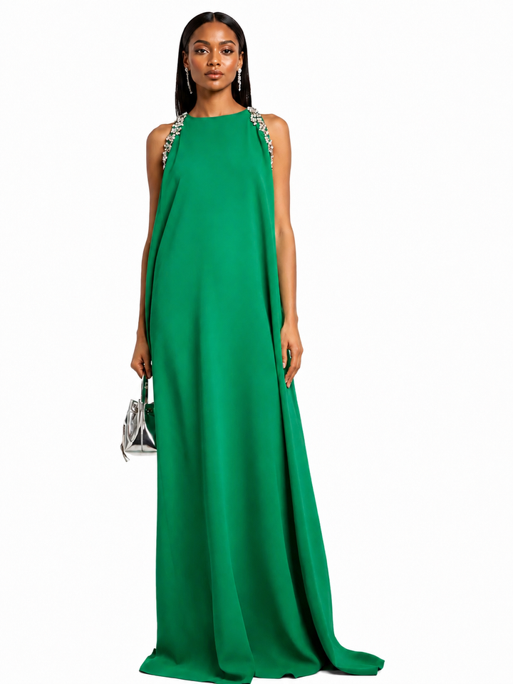 TORVE Diamante Maxi Evening Dress Gown
