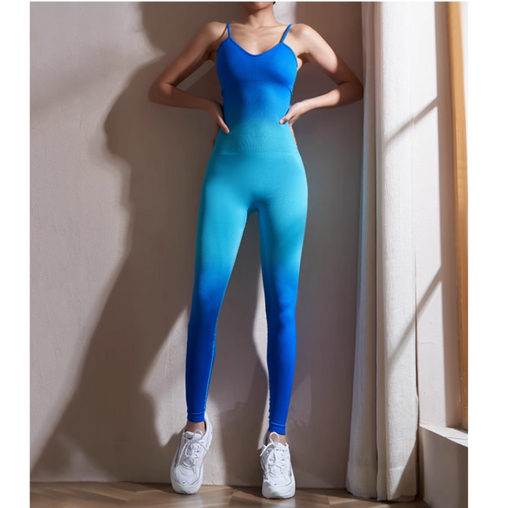 TUIRA Yoga Pilates Gradient Color Fitted Jumpsuit