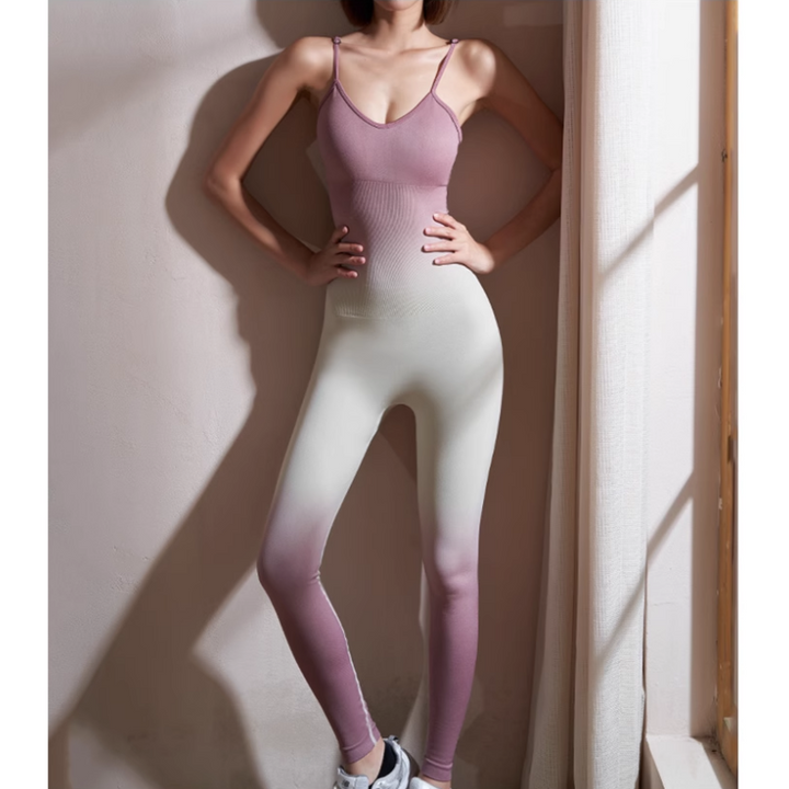 TUIRA Yoga Pilates Gradient Color Fitted Jumpsuit