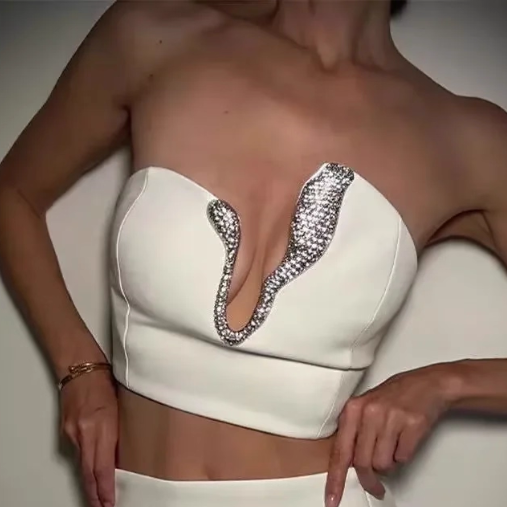 VARUB Diamante Cropped Tube Top