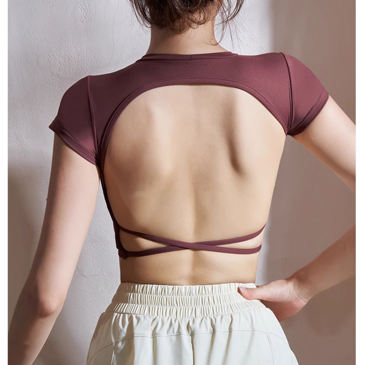 VARVI Yoga Pilates Backless Fitted Fitness Top