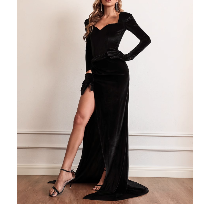 Black VAURI Slip Evening Dress Gown | i The Label – I The Label