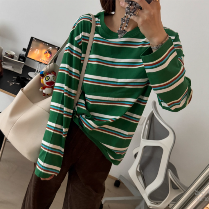 VEFFI Striped Long Sleeves Top