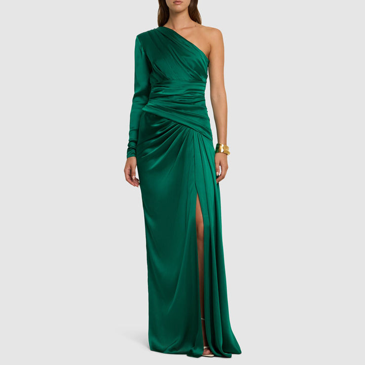 VEWIA One-Shoulder Slip Evening Dress Gown