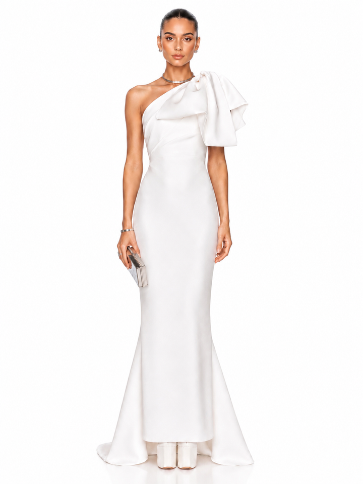 VIACO One-Shoulder Ruffled Evening Dress Gown
