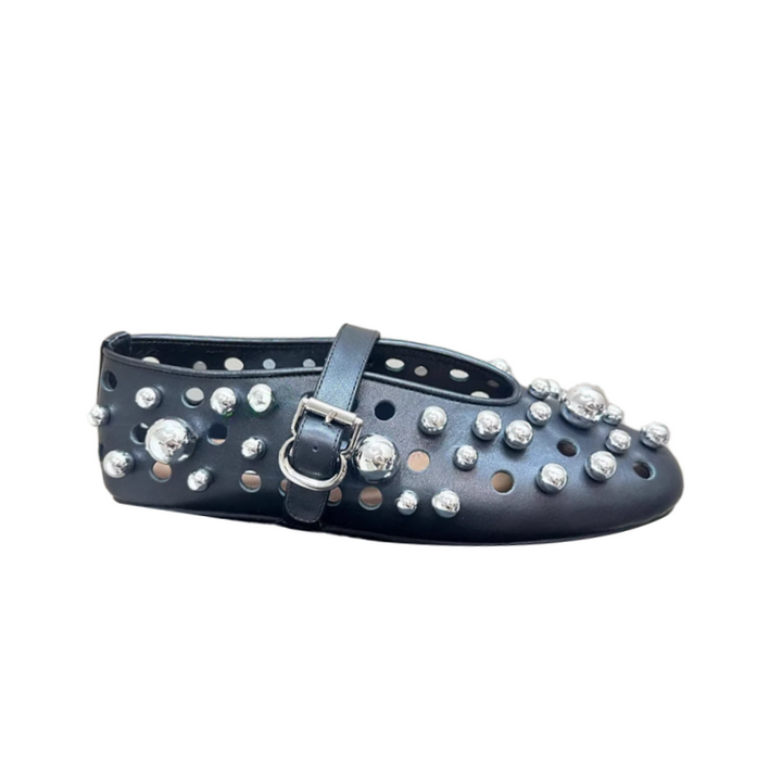 VIANN Metal Ball Flat Ballet Shoes