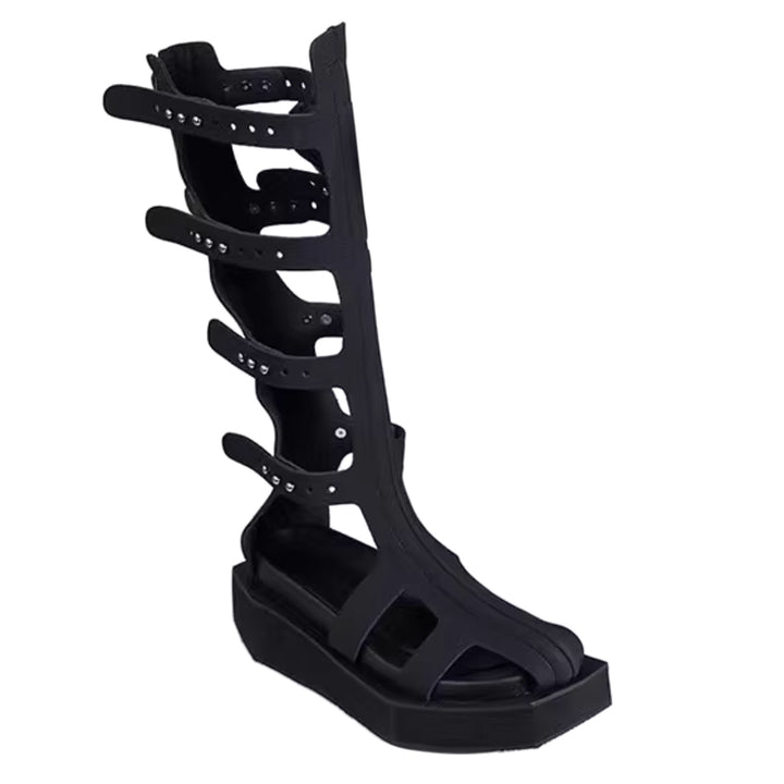 VIARE CUT OUT PLATFORM KNEE HIGH SUMMER BOOTS