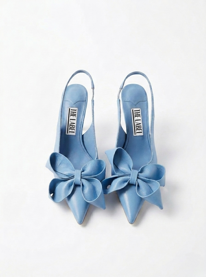 VINUE BOW SLINGBACK MID HEEL SANDALS