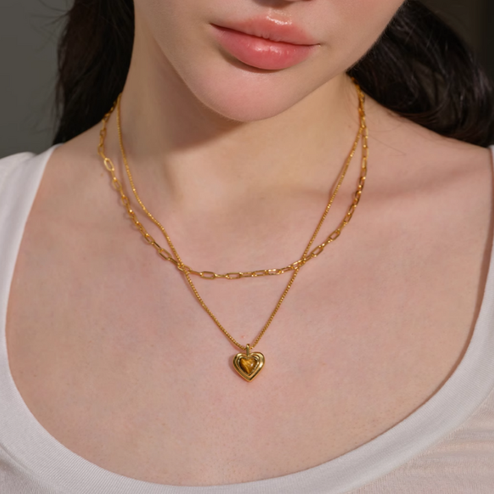 VOKEI Heart Double Layers Necklace