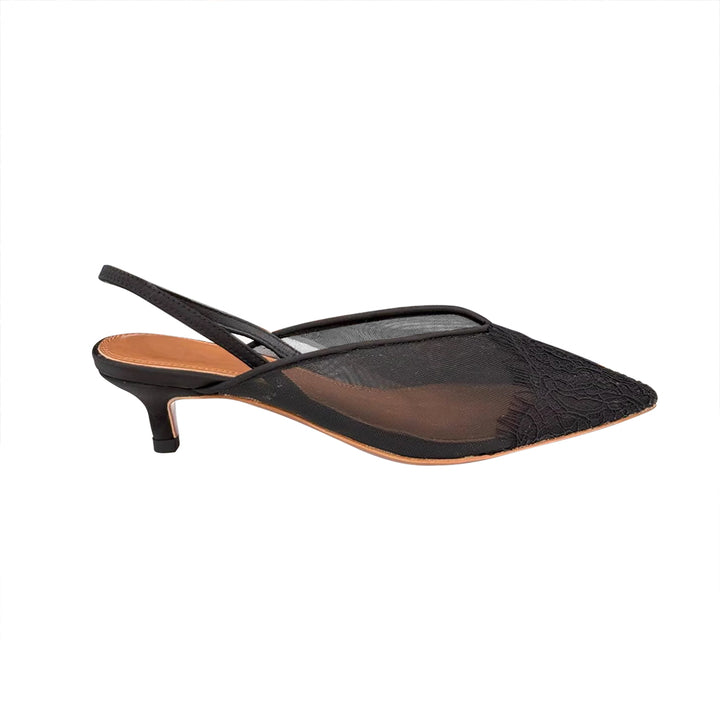 VOLTE Lace Embellished Kitten Heel Sandals