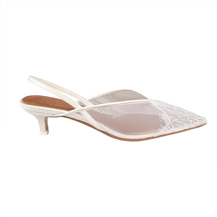 VOLTE Lace Embellished Kitten Heel Sandals
