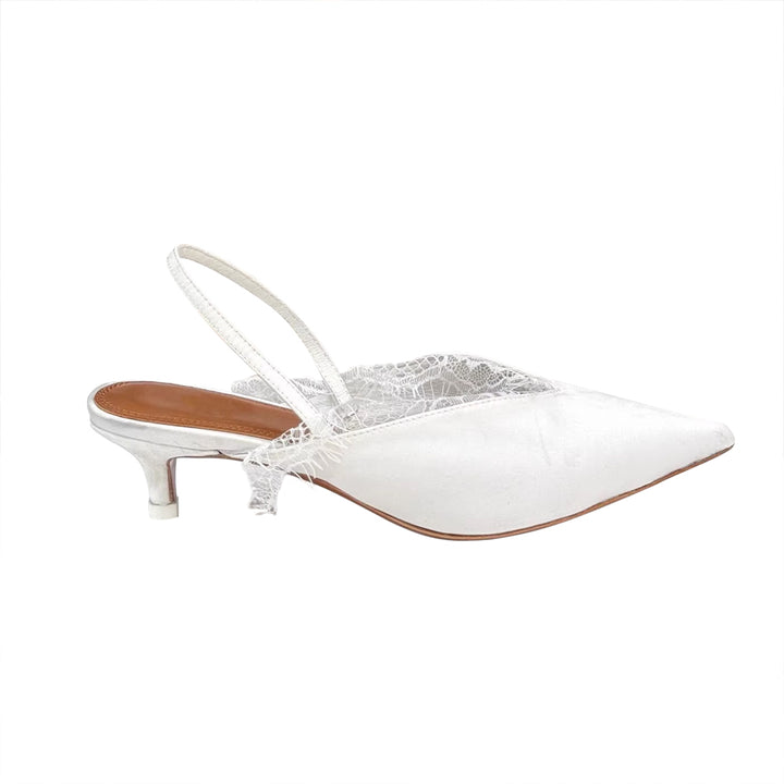 VOLTE Lace Embellished Kitten Heel Sandals