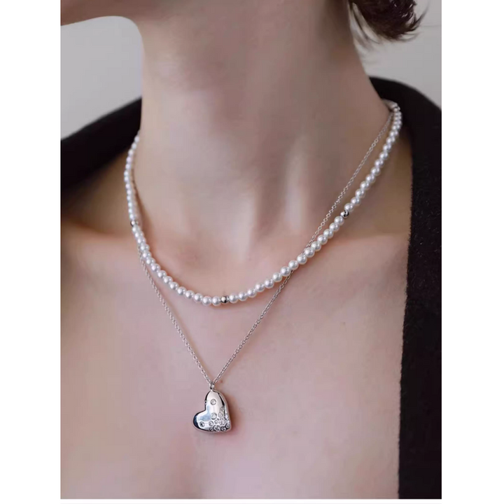 VONRE Pearl And Heart Necklace