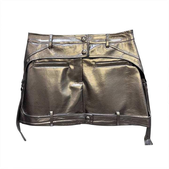 VOTBE Leather Mini Skirt
