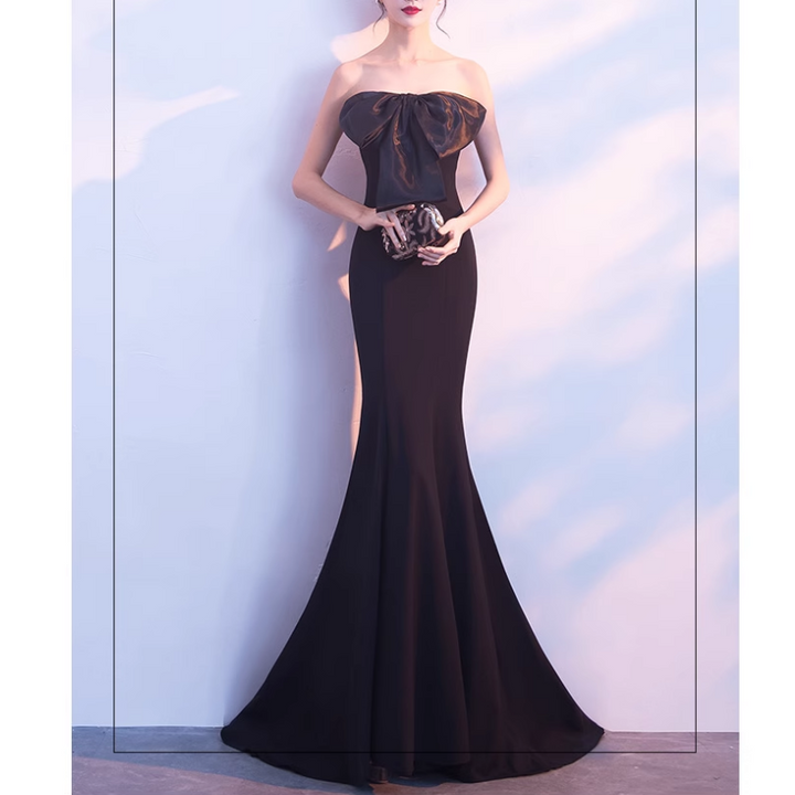 VUDFI Bow Tube Evening Dress Gown
