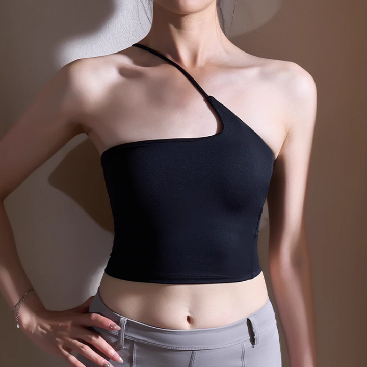 VUFRO Yoga Pilates Asymmetric Fitted Sports Bra