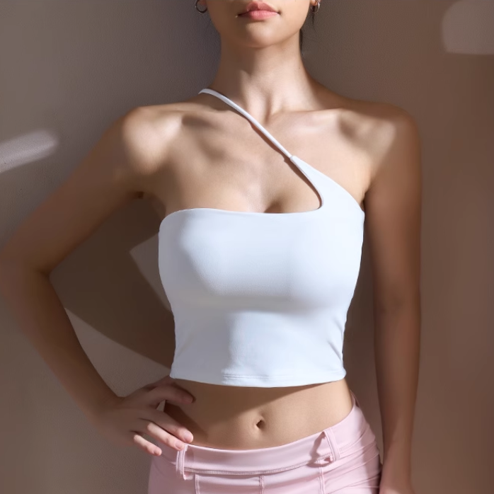 VUFRO Yoga Pilates Asymmetric Fitted Sports Bra
