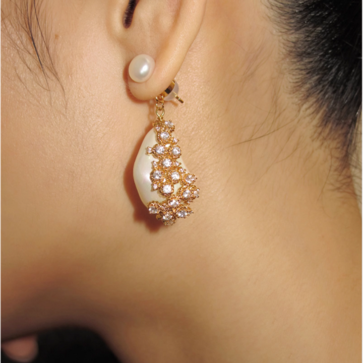 VUIRO Diamante And Pearl Earrings - Pair