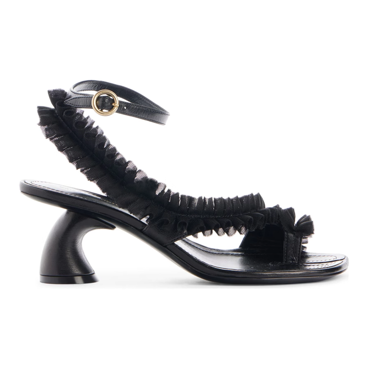 VUKRO Ruffled Sculptured Heel Sandals