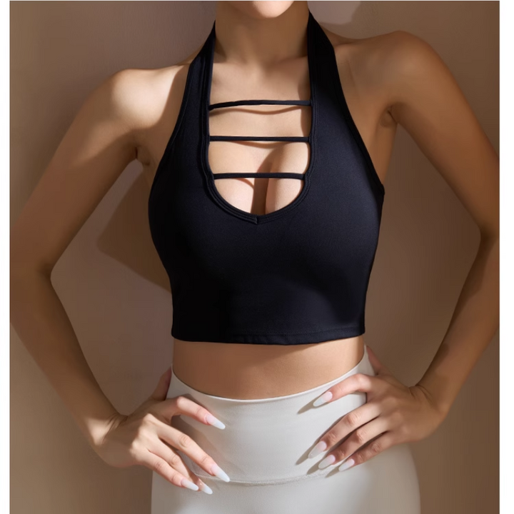 VUKTI Yoga Pilates Cut Out Fitted Sports Bra