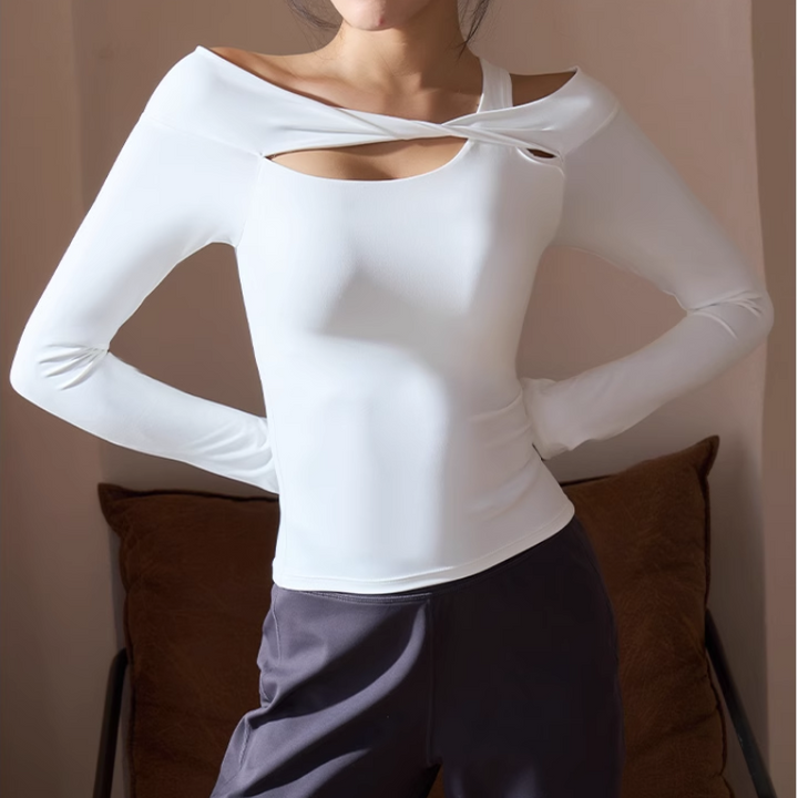 VUWEI Yoga Pilates Cut Out Fitted Fitness Top