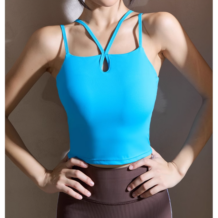 XOVTI Yoga Pilates Cut Out Fitted Sports Bra