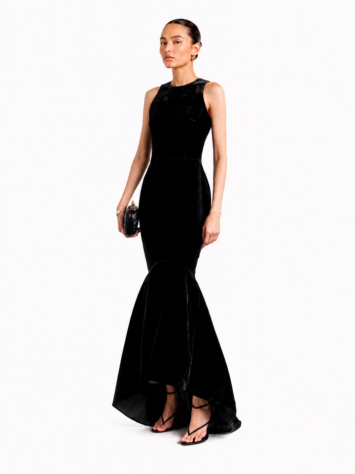 XUIVE Ruffled Hem Evening Dress Gown