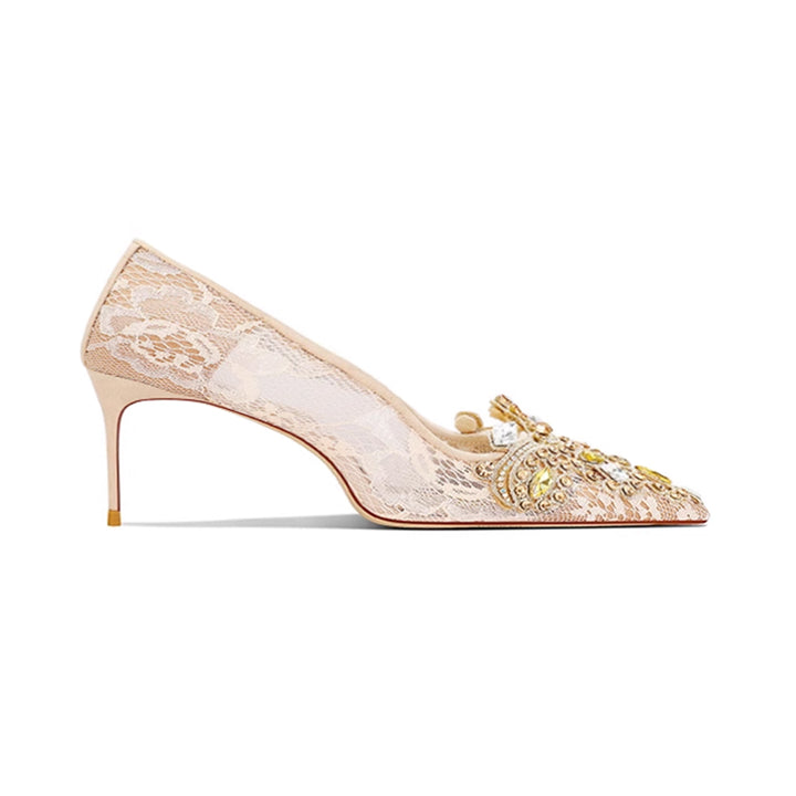 ZABOU Diamante Flower Mid Heel Sandals - 6cm