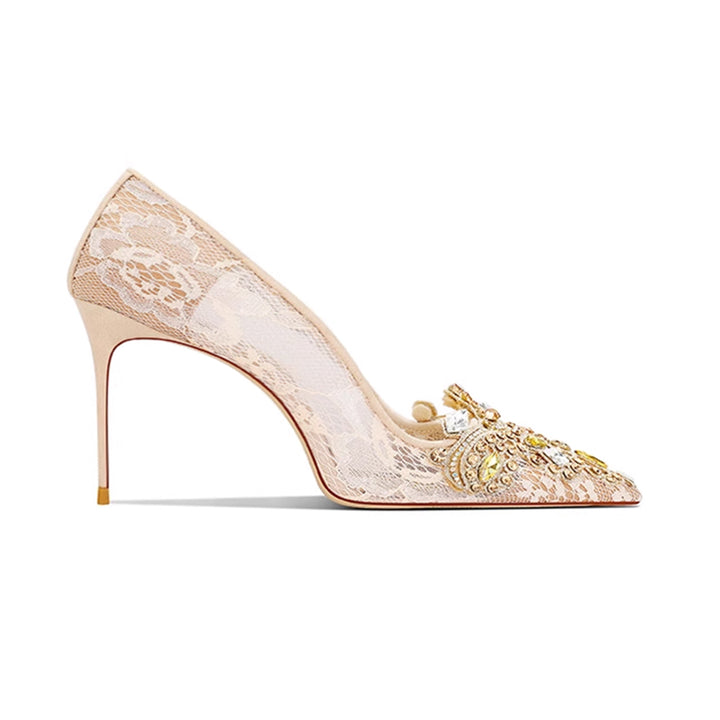 ZABOU Diamante Flower Mid Heel Sandals - 8cm