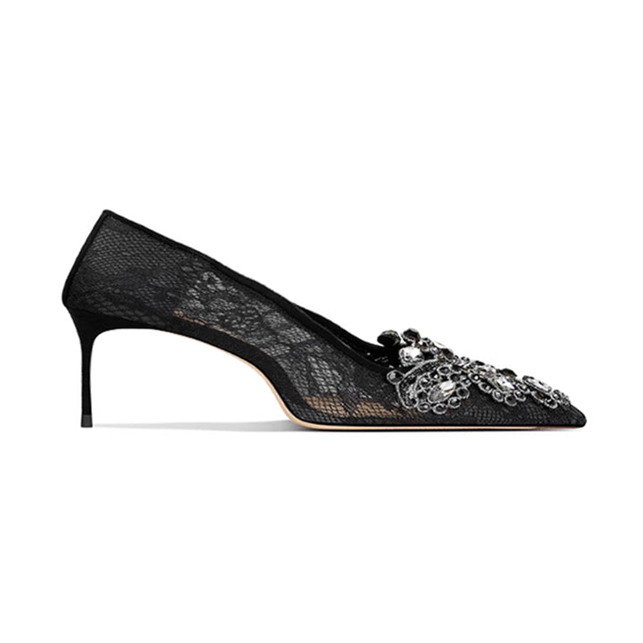 ZABOU Diamante Flower Mid Heel Sandals - 6cm