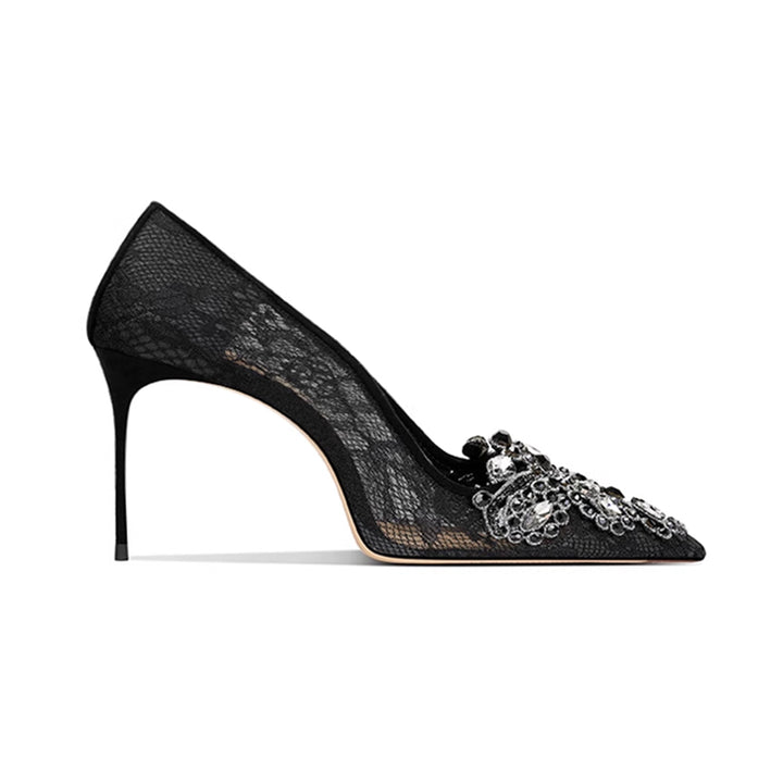 ZABOU Diamante Flower Mid Heel Sandals - 8cm
